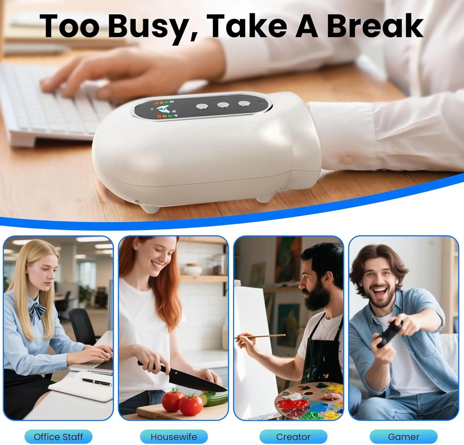 Hand Massager with Airbag Compression Electric Wrist Palm Finger Massage Machine with UV Automatic Cleaning Awaken Hand Vitality