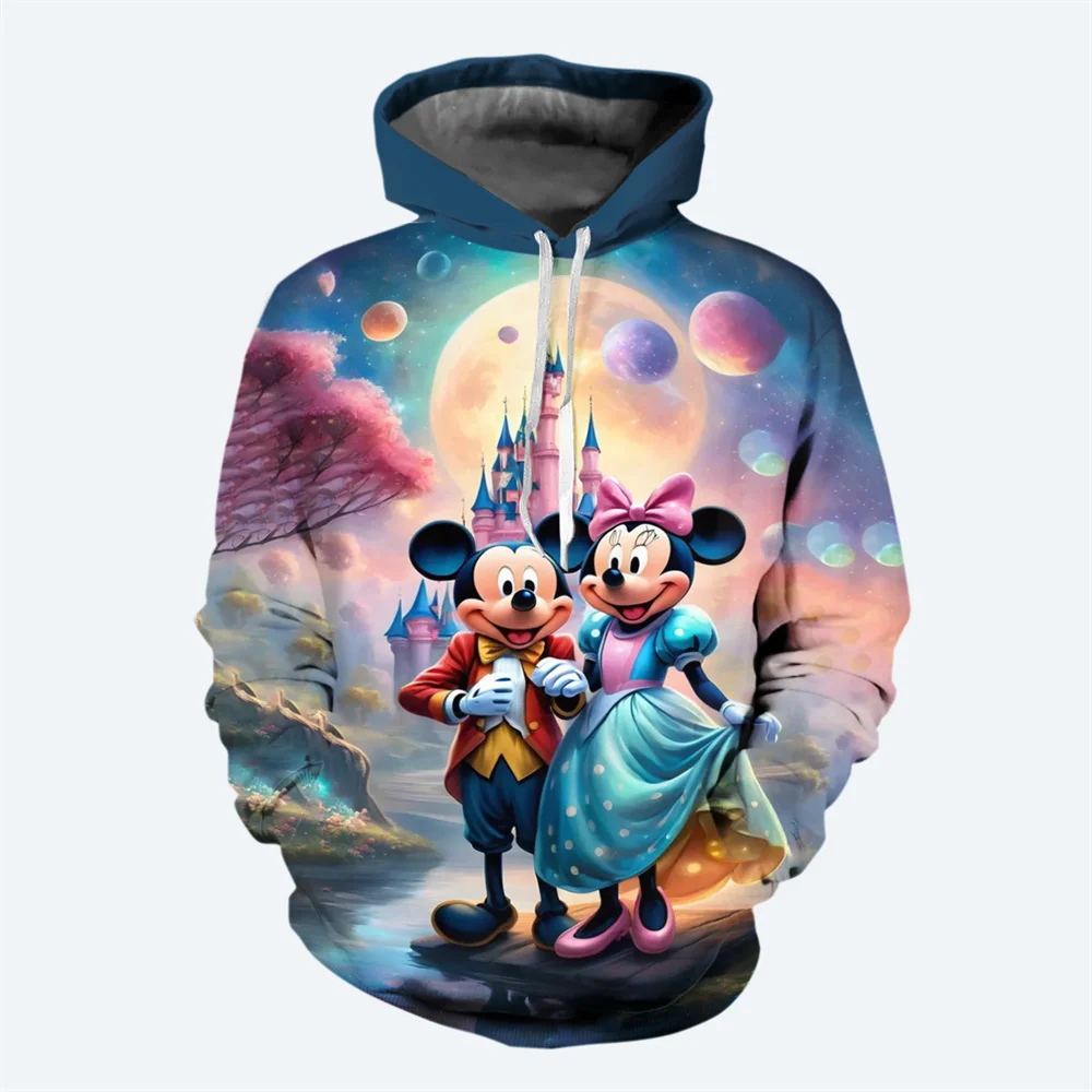 thumbnail image 1 of Sudadera con capucha de dibujos animados de Disney para hombre con estampado 3D de Mickey Minnie, sudadera con capucha para niños, suéter informal de moda, 1 of 5