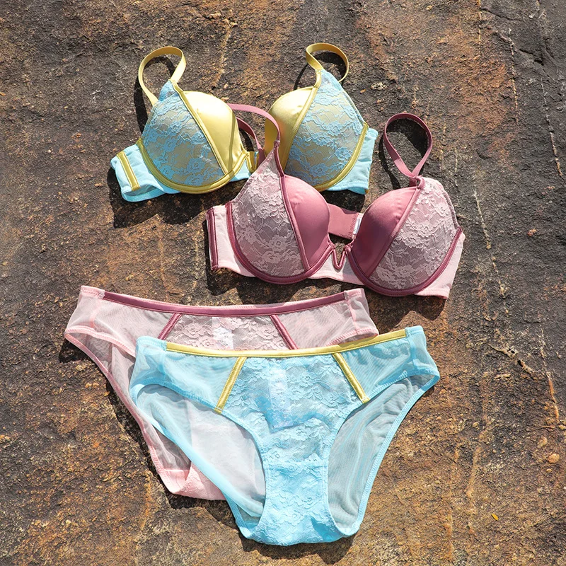 

New bra set lace light luxury underwear thin cup breathable shaped summer lingerie with underpants suit women