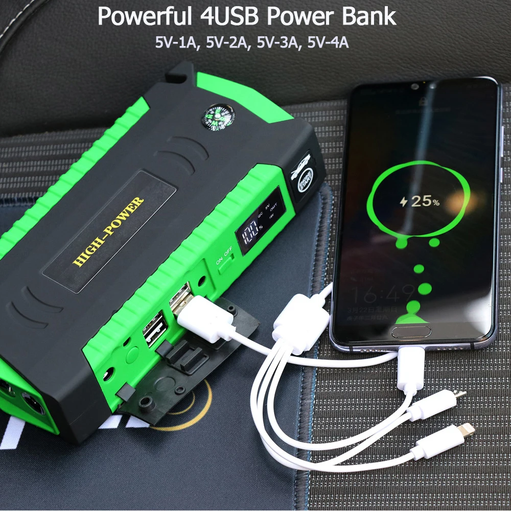 GKFLY High Power 16000mAh Car Jump Starter 12V Starting Device Power Bank Petrol Diesel Car Battery Booster Charger Starter