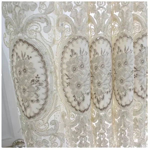 Luxurious Euro Style Tulle Embroidery Flower Indoor Decorative Window Sheer Curtain For Living Room Bedroom Home Decor T318#4 