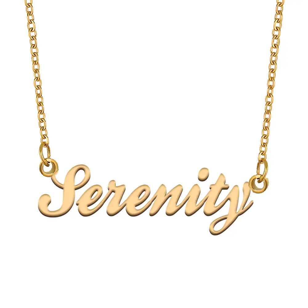 

Serenity Name Necklace for Women Stainless Steel Jewelry Gold Plated Nameplate Chain Pendant Femme Mothers Girlfriend Gift