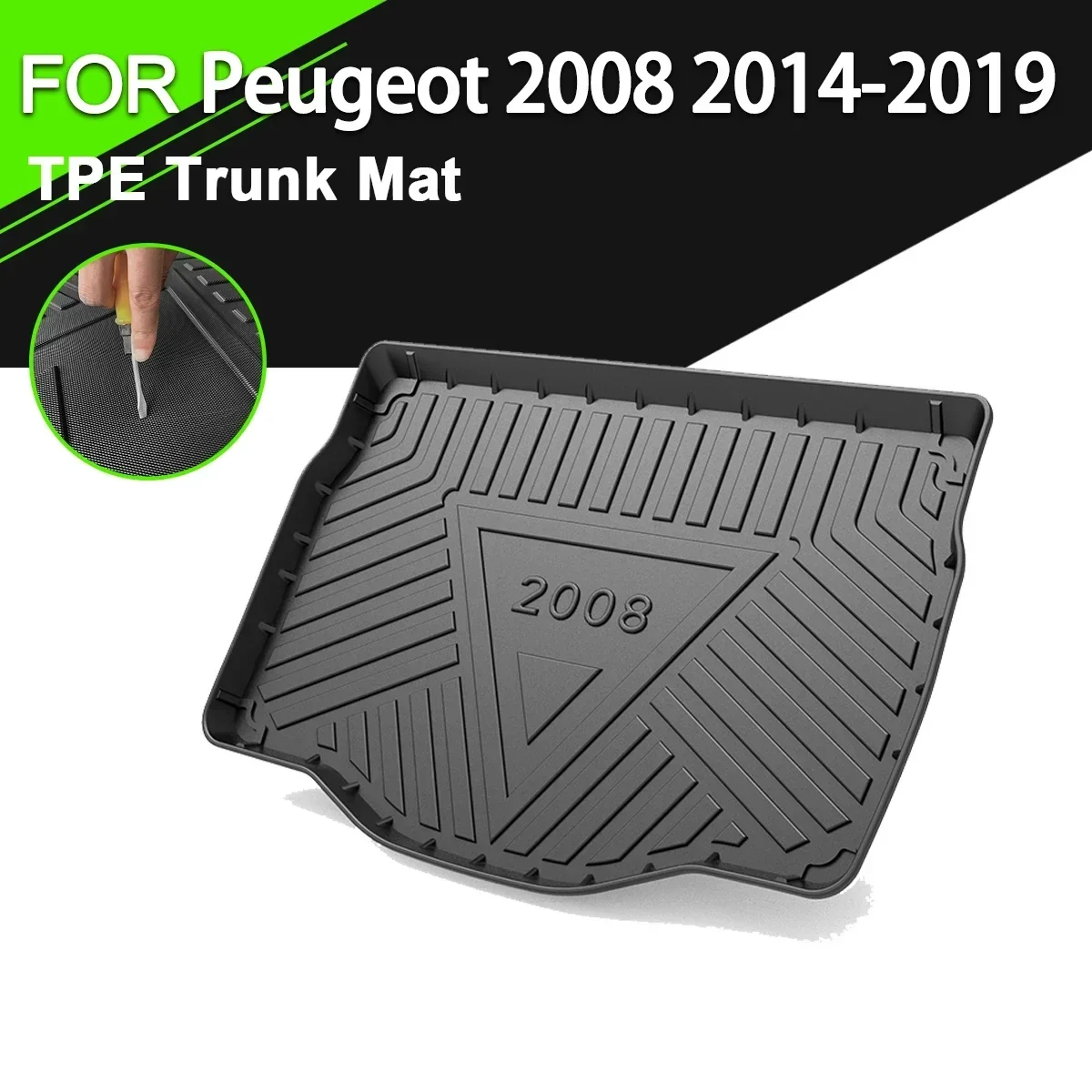 

Коврик для заднего багажника автомобиля для Peugeot 2008 2014-2019, ТПЭ, водонепроницаемые Нескользящие резиновые подкладки для груза, аксессуары