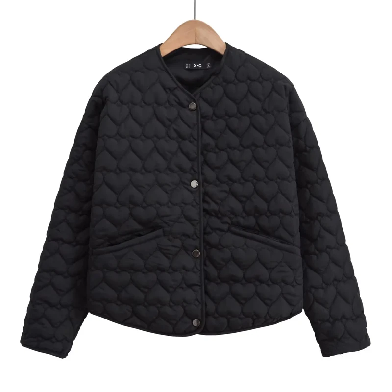 TRAF Womens Coats Winter Solid Parkas Autumn Heart Padded Jacket Long Sleeve Quilted Jacket Woman Lightweight Padding Outerwears 3