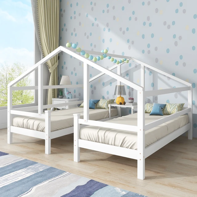 Cama infantil cama casita con chimenea protección contra caídas Sólidos  listones cama casita de madera de