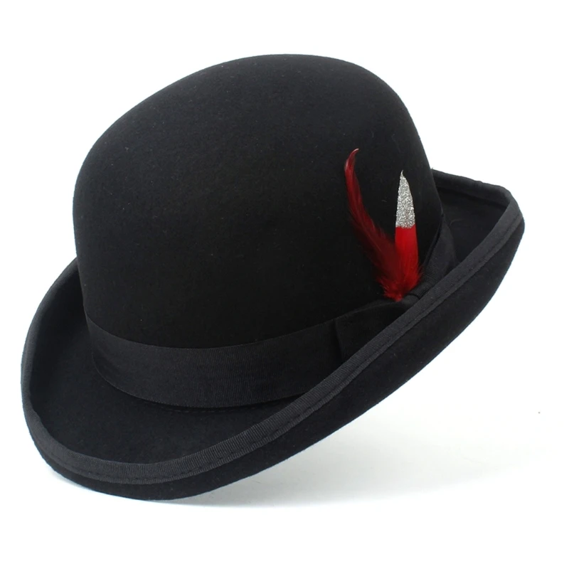 

Fashion Feathers Solid Color Jazzs Hat Unisex Party Dance Top Hat Fedora Hat