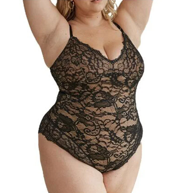 Plus Size Shapewear Bodysuit Lace Sculpting Bodysuit for Women Slimming  Tummy Control Fajas Shapewear V-neck Camisole Lingerie