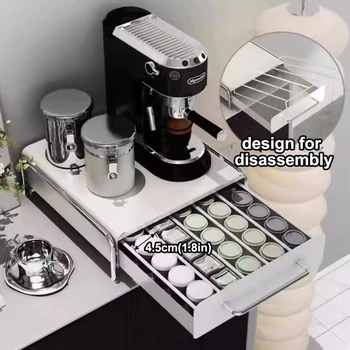 Scatola portaoggetti per capsule di caffè Cassetto portaoggetti per capsule di caffè con vassoio divisorio staccabile per 50 tazze 1