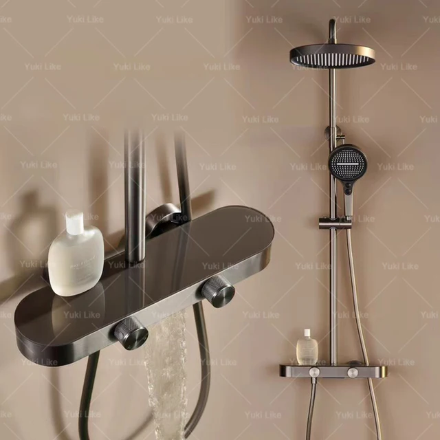 สีเทาชุดฝักบัวอาบน้ําห้องน้ําก๊อกน้ําชุดฝักบัวอาบน้ําชุดนมสีขาวโรงแรมอพาร์ทเมนท์อ่างอาบน้ํา Booster ฝักบัว 1