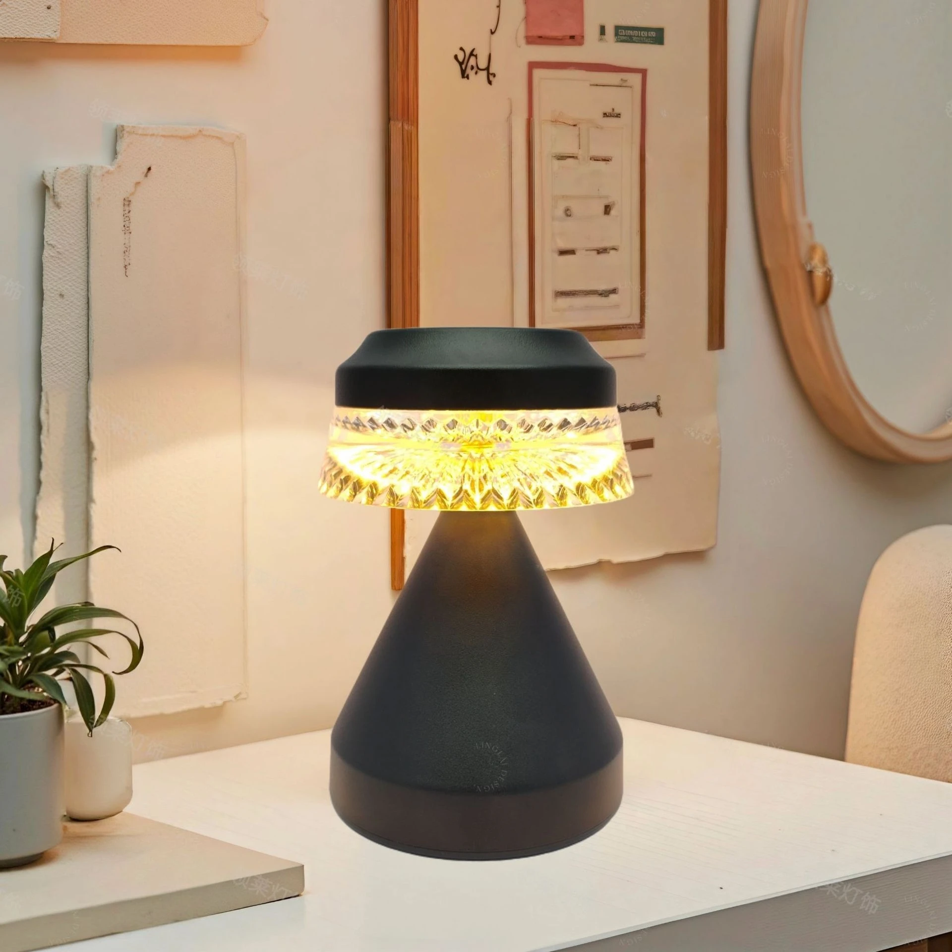 국경을 넘는 새로운 금속 데스크 램프, 창의적인 침실 침대 옆 램프, LED 충전식 USB 야간 야외 장식 무드등