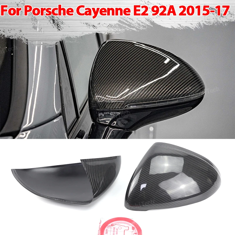 

Real Carbon Fiber Side Mirror cover Cap add-on Sticker for Porsche Cayenne E2 92A 958.2 facelift 2015 2016 2017