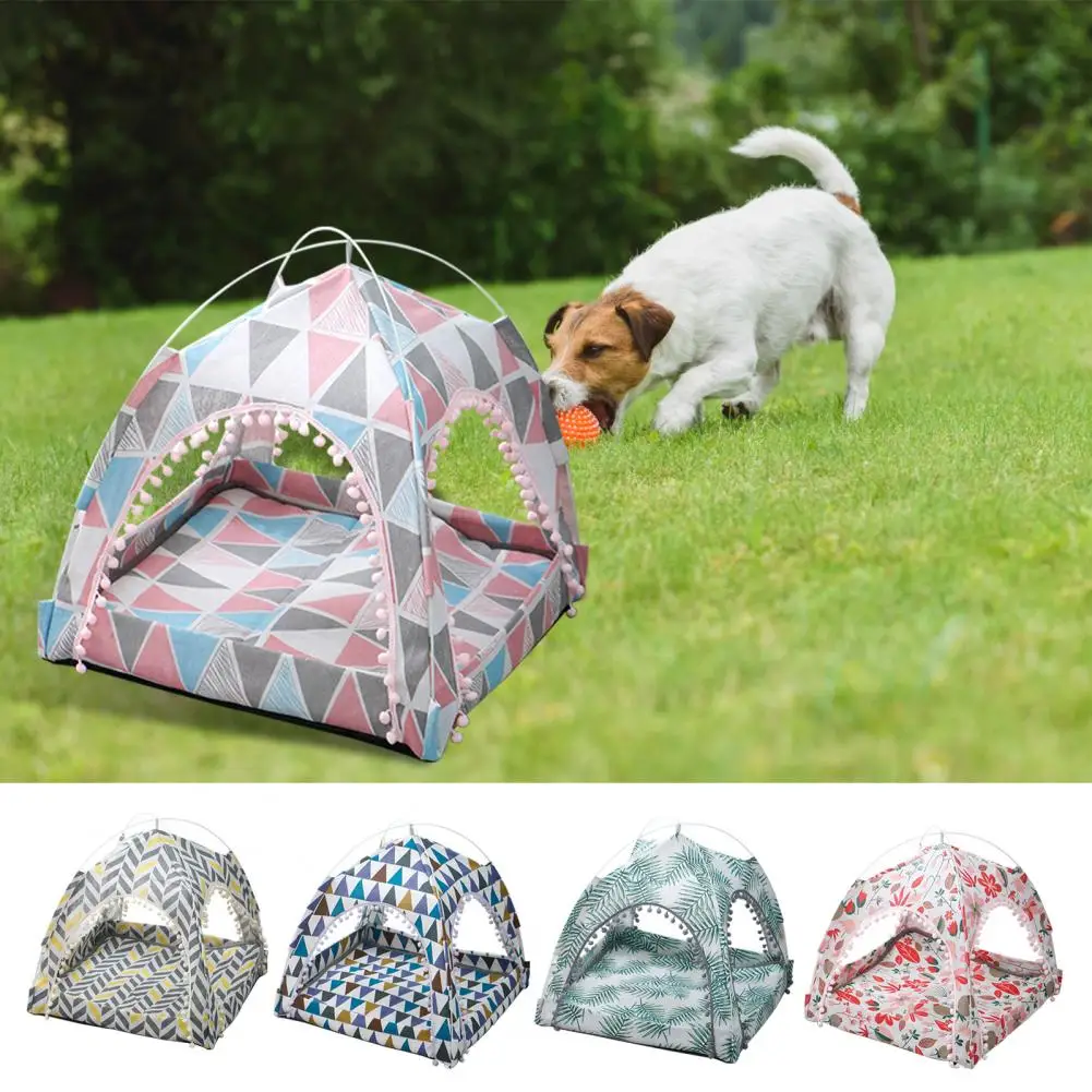 PuppyBedSuperSoftWarmkeepingFabricColorfulPrintedDogHousePet