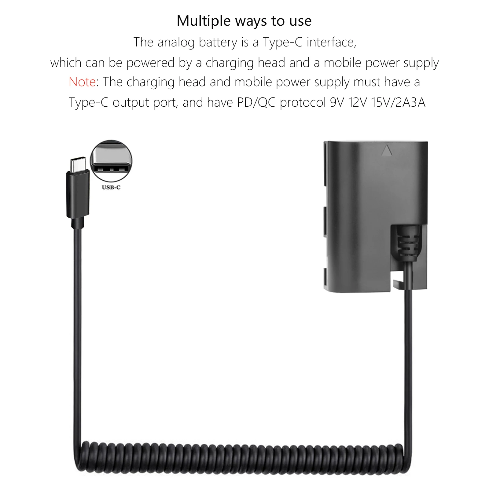 Alimentatore Fittizio LP-E6N Con Adattatore USB-C Per Canon 5D, 6D, 7D, 80D, 90D, R5, R6, R7 – Alimentazione Continua Esterna
