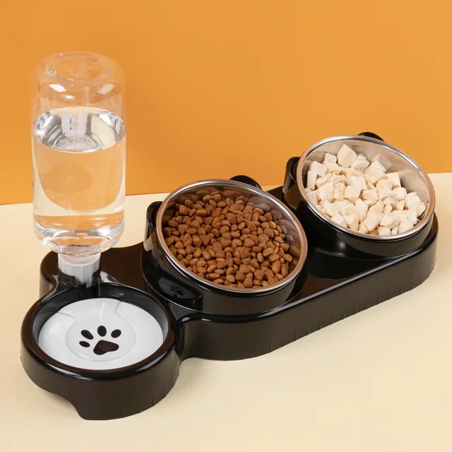Cat Bowl Plastic Double Bowl Dog Bowl Cat Food Bowl Cervical Protection Cat Food Bowl Water Bowl Dog Bowl Anti Knock Pet Supplie