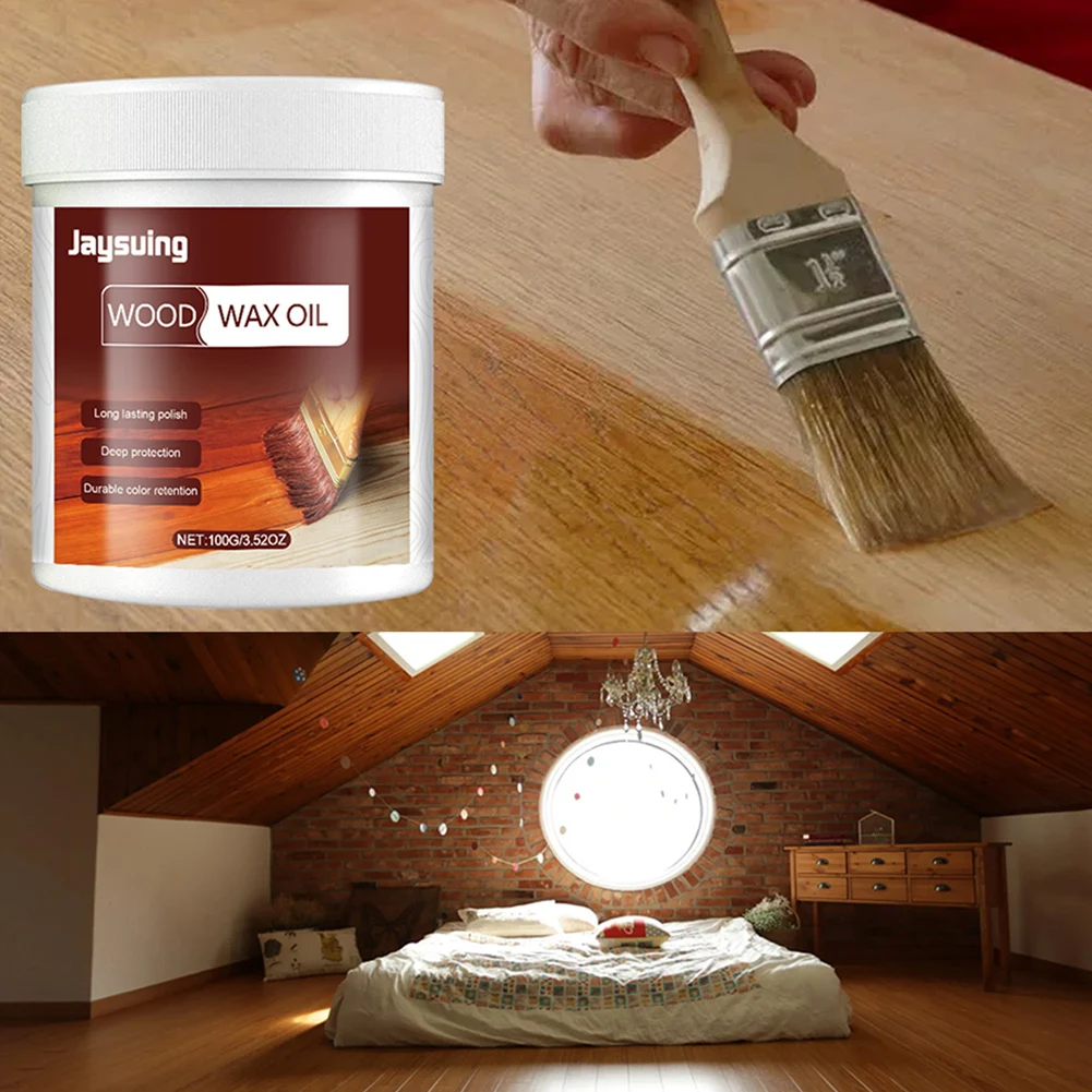 100g Wood Furniture Floor Polishing Agent Anti-Corrosion Wood Wax Oil Wood Furniture Cleaner Non-Toxic Wooden Floor Maintenance 4