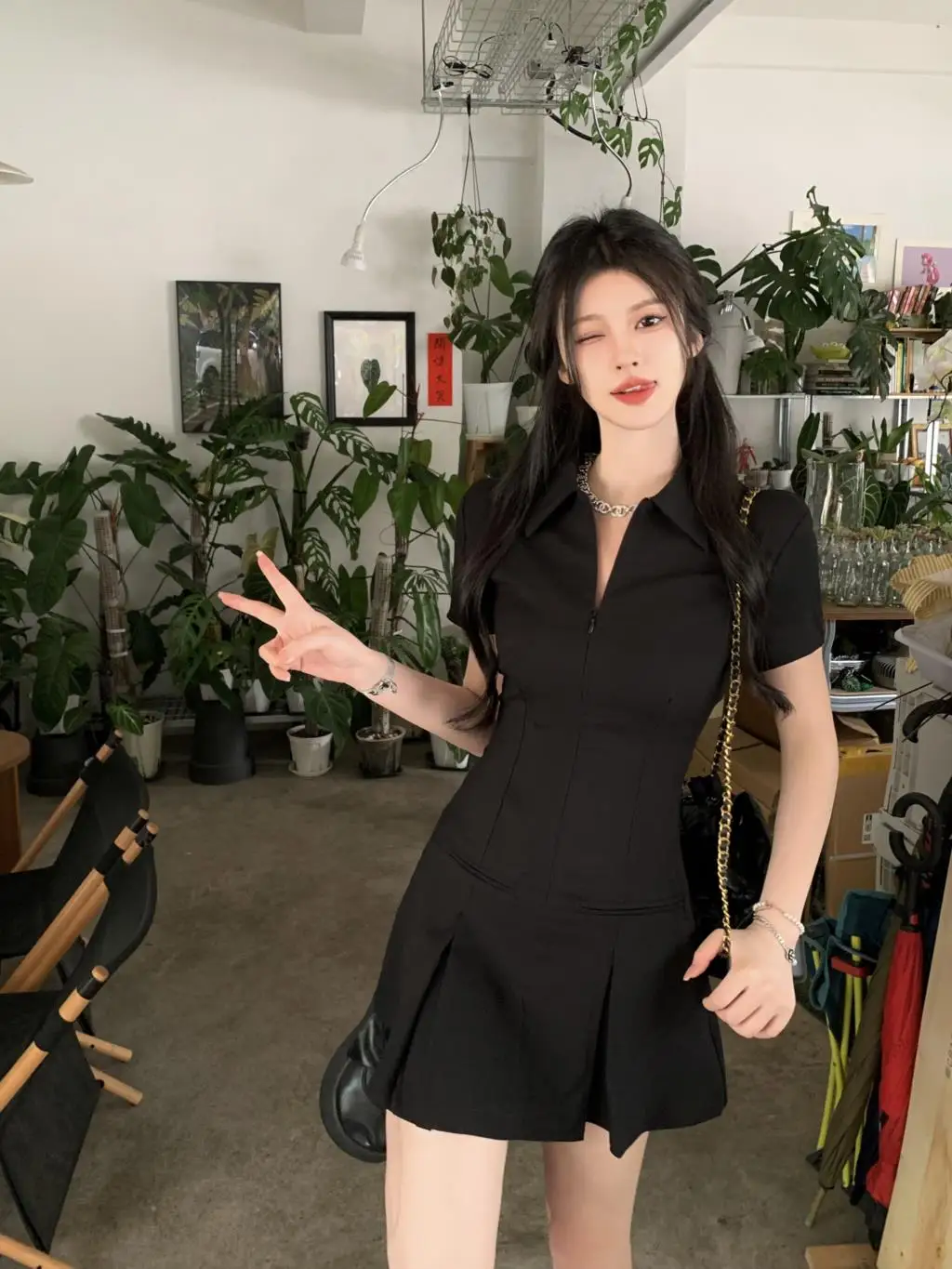 Summer New Casual Slim Solid Dresses for Women Sporty Turn-down Collor A-line Korean Chic Streetwear Simple Vestidos Mujer