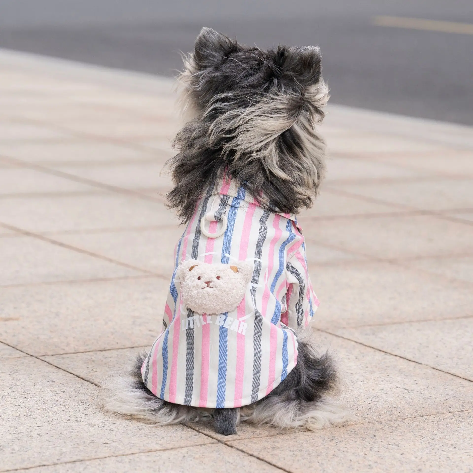 T-shirt rayé en coton pour chien vêtement respirant pour chiot_voghion.com