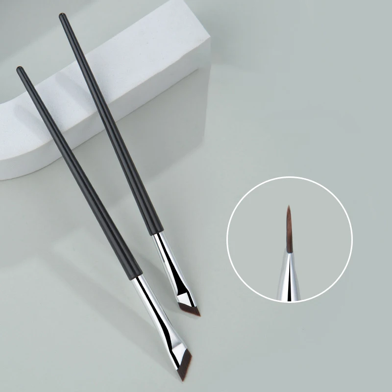 2pcs Angled Blade Eyeliner Brush Ultra Thin Fine Eyebrow Brush Flat Sickle Eyeliner Brushes Makeup Tools