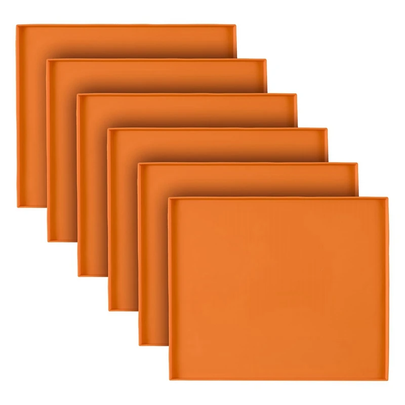 

Silicone Dehydrator Trays For Making Fruit Leather With Raised Edge Reusable Silicone Mats Orange 6PCS