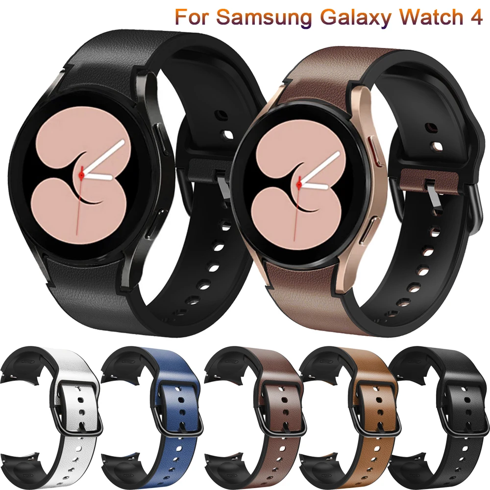 

20mm Silicone Leather Strap Watchband For Samsung Galaxy Watch4 40 44mm/Watch 4 Classic 42 46mm Original Wristband Bracelet Belt