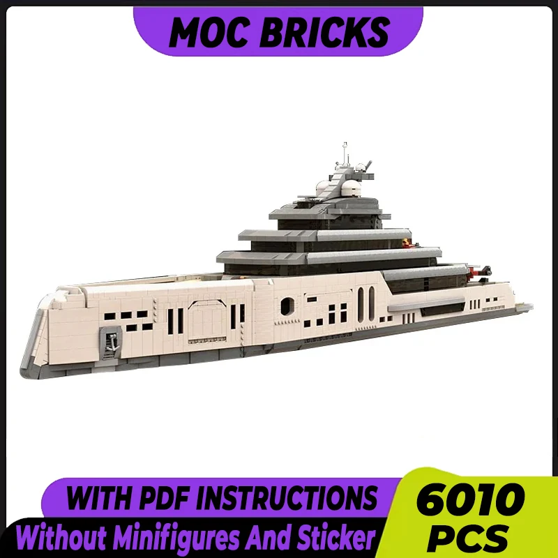 

Large Luxury Yacht Model Moc Building Bricks Gas Turbine Ship Technology Modular Blocks Gifts Christmas Toys DIY Sets Assembly