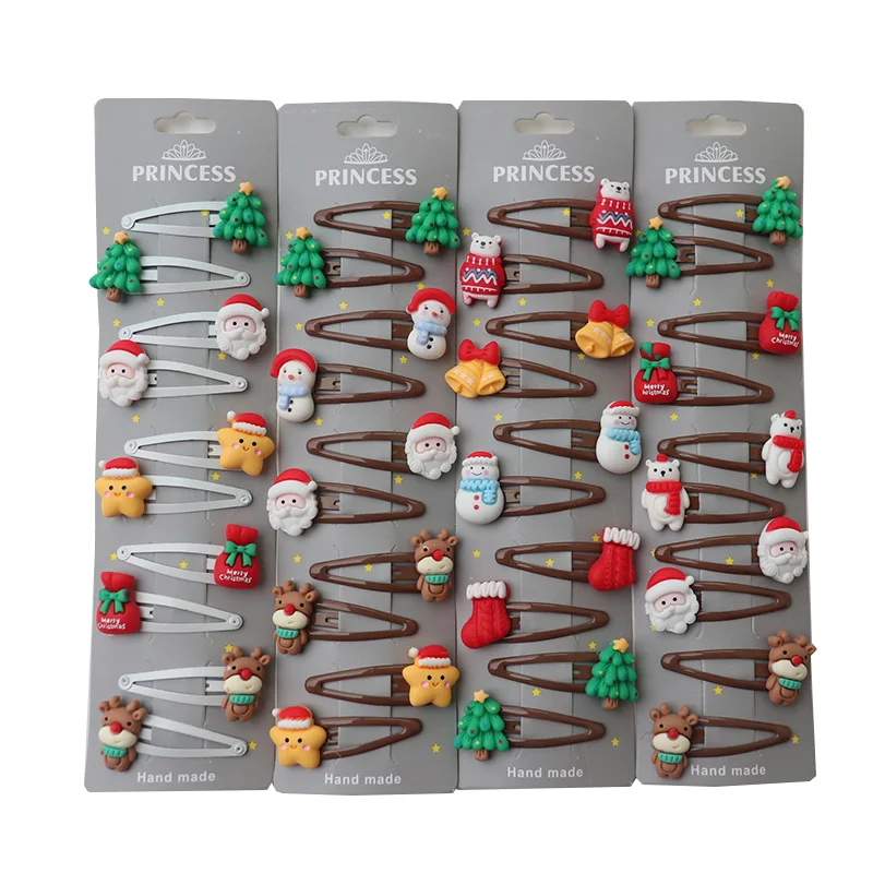 

Christmas Hair Clips for Girls Santa Reindeer Metal Snap Hair Clips Snowman Hair Barrettes Christmas Tree Hairpins for Kids Baby