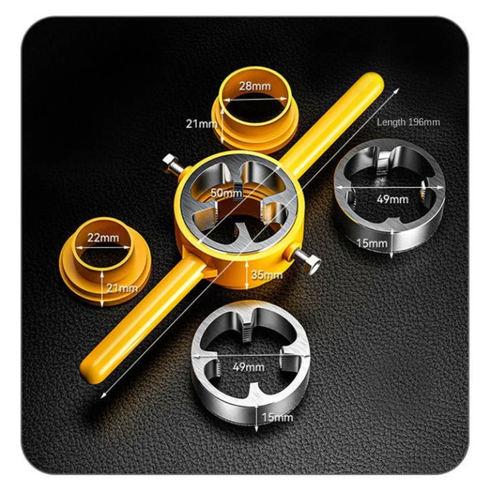 6Pcs PVC Pipe Threader Tool Pipe with 1/2 Inch 3/4 Inch 1 Inch Dies Pipe Threader Plumbing Manual Hand Tool Round Die Set