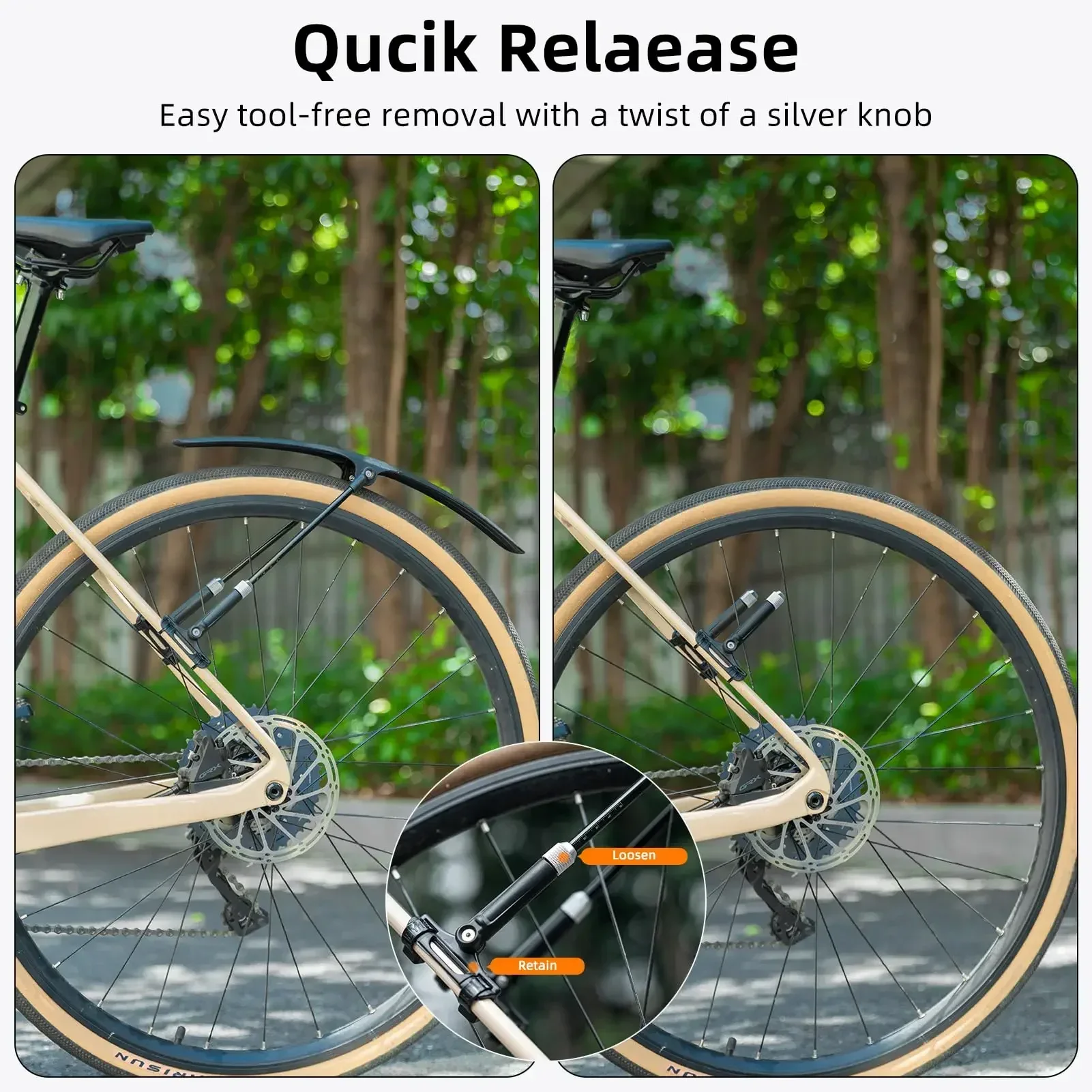 Universal Road Cycling Bicycle Mudguard Easy Install PP Fender-Front & Rear Protector Accessory for Bicycles