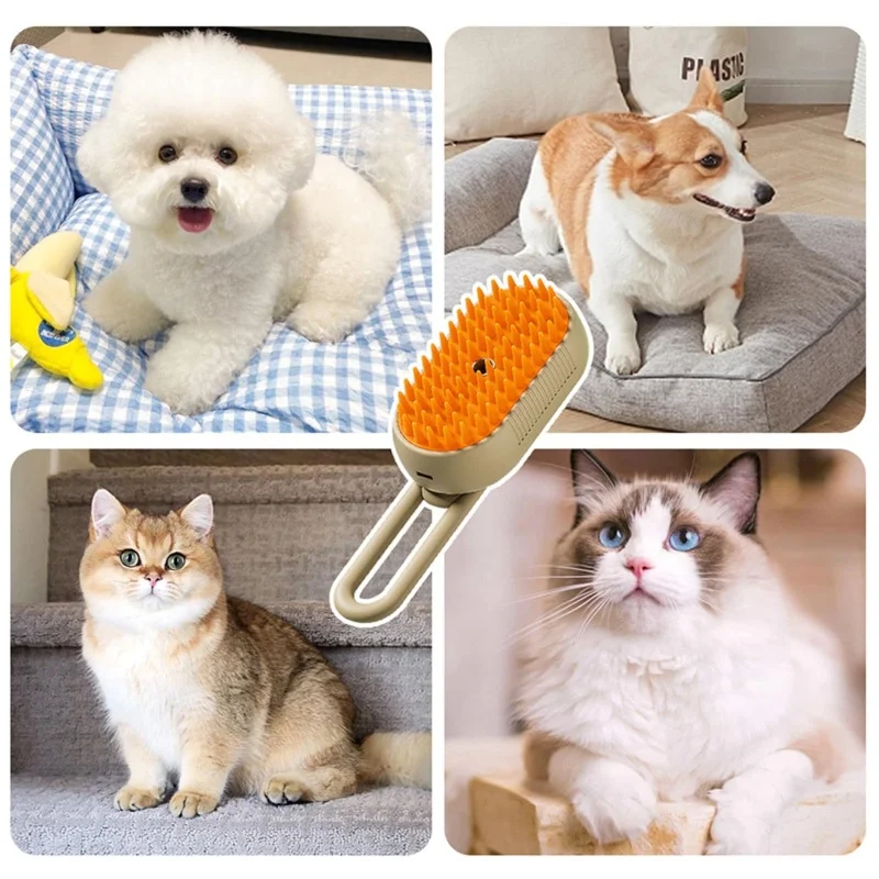 Escova de vapor 3 em 1, pente para gatos, água, vapor, escova elétrica,  spray, escovas de cabelo, massagem para gatos, pente de remoção de pelos -  AliExpress