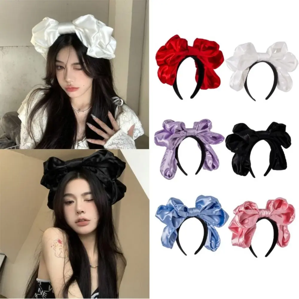 

Solid Color Big Bow Headband Three-Dimensional Big Bowknot Bowknot Hairband Satin Lolita Headpiece Bowknot Hair Hoop Women