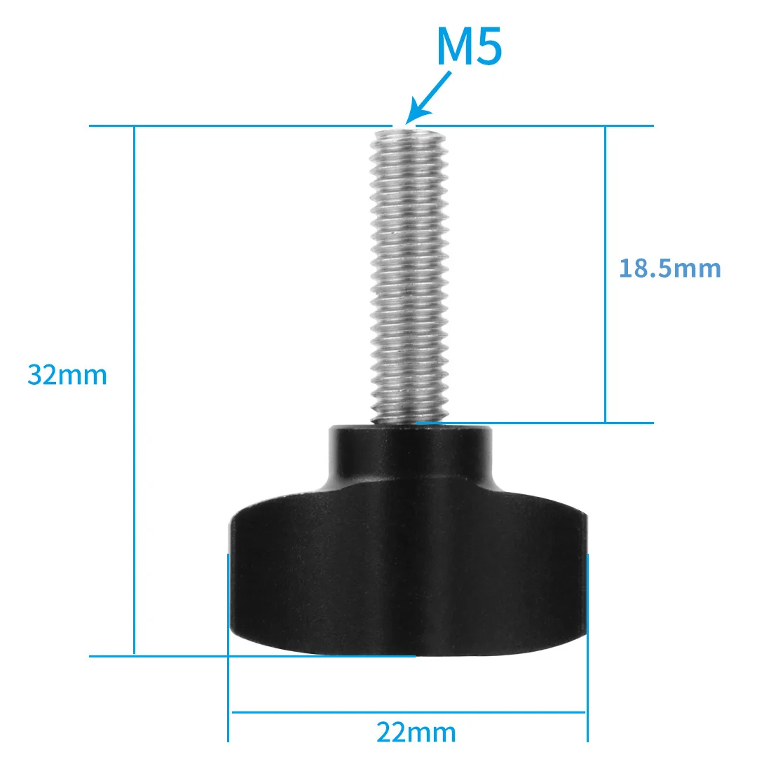 M5 Thread Bolt Stainless Steel Aluminium Alloy T Hand Tighten Screw Clamping Kno