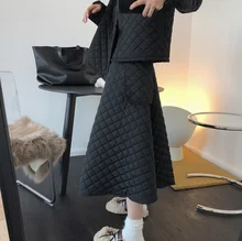  DARK Winter New Korean Fashion Three-dimensional Profile Quilted High Waist Skirt Loose A-line Skirt Thick Umbrella Skirt Women 