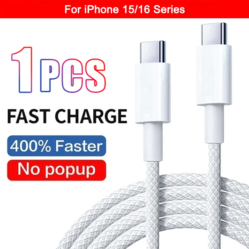 1-5 Adet 60W Orijinal Örgülü USB C - Tip C Kablosu Apple iPhone 17 Air 15 16 Pro Max Hızlı Şarj Kablosu Tip C Veri Kablosu