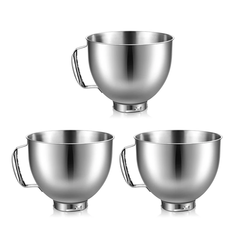 

3X Stainless Steel Bowl For Kitchenaid 4.5-5 Quart Tilt Head Stand Mixer, For Kitchenaid Mixer Bowl, Dishwasher Safe