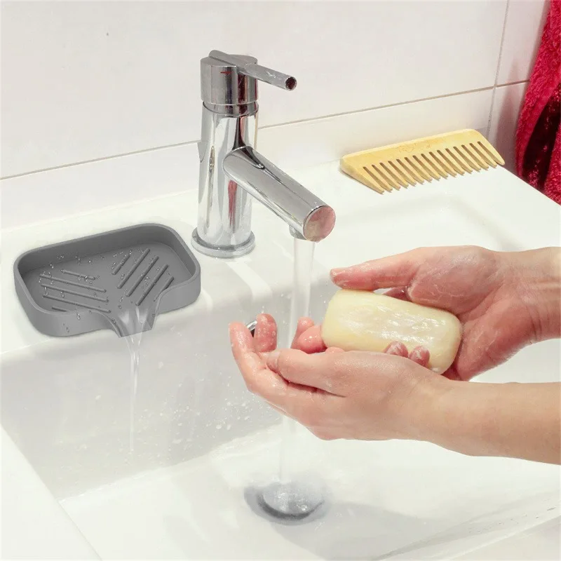 Silicone Faucet Mat Kitchen Sink Tray Soap Dispenser Sponge Drain Pad Sink Splash Drying Mat Countertop Storage Tray Soap