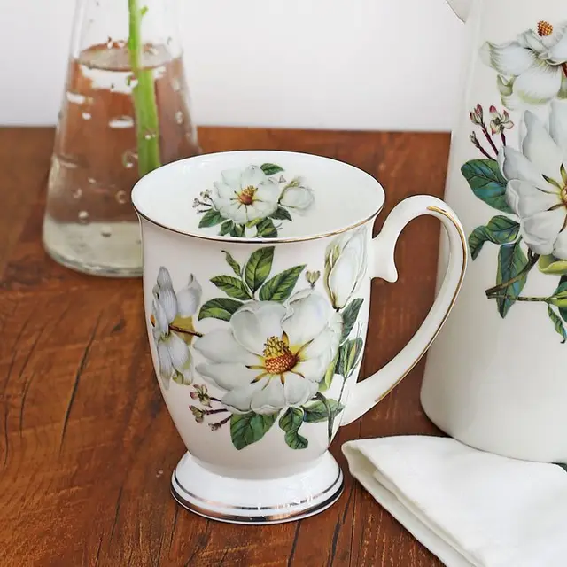 300ML, tasses à café drôles en porcelaine, peinture florale en porcelaine, tasses à expresso de campagne vintage, verres taza tasse à thé art 2