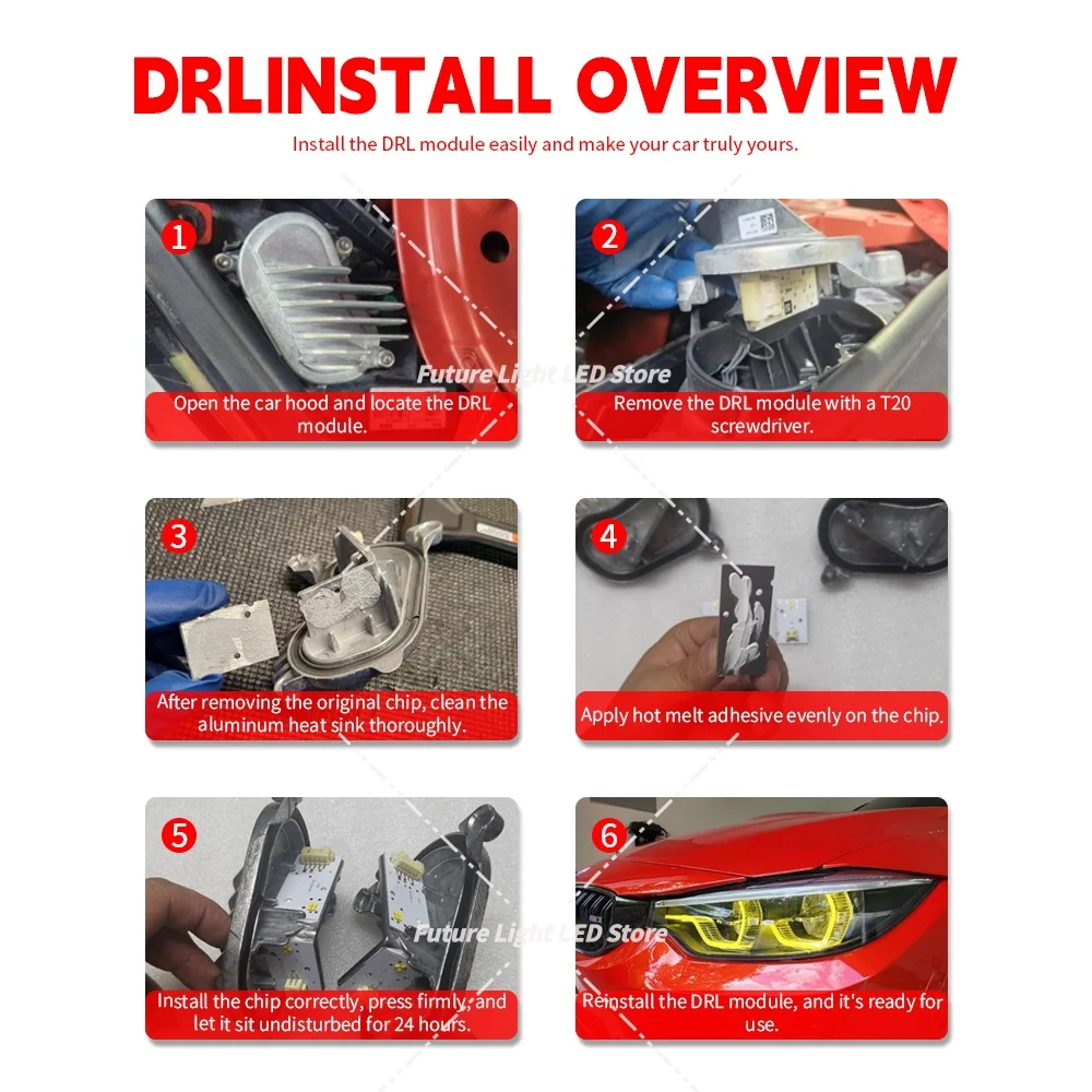 BMW M3 F80 M4 F82 F32 F36 LCI 430i 420i 2018-2020 어댑티브 헤드라이트 주간 주행등 엔젤아이용 화이트 DRL LED 보드
