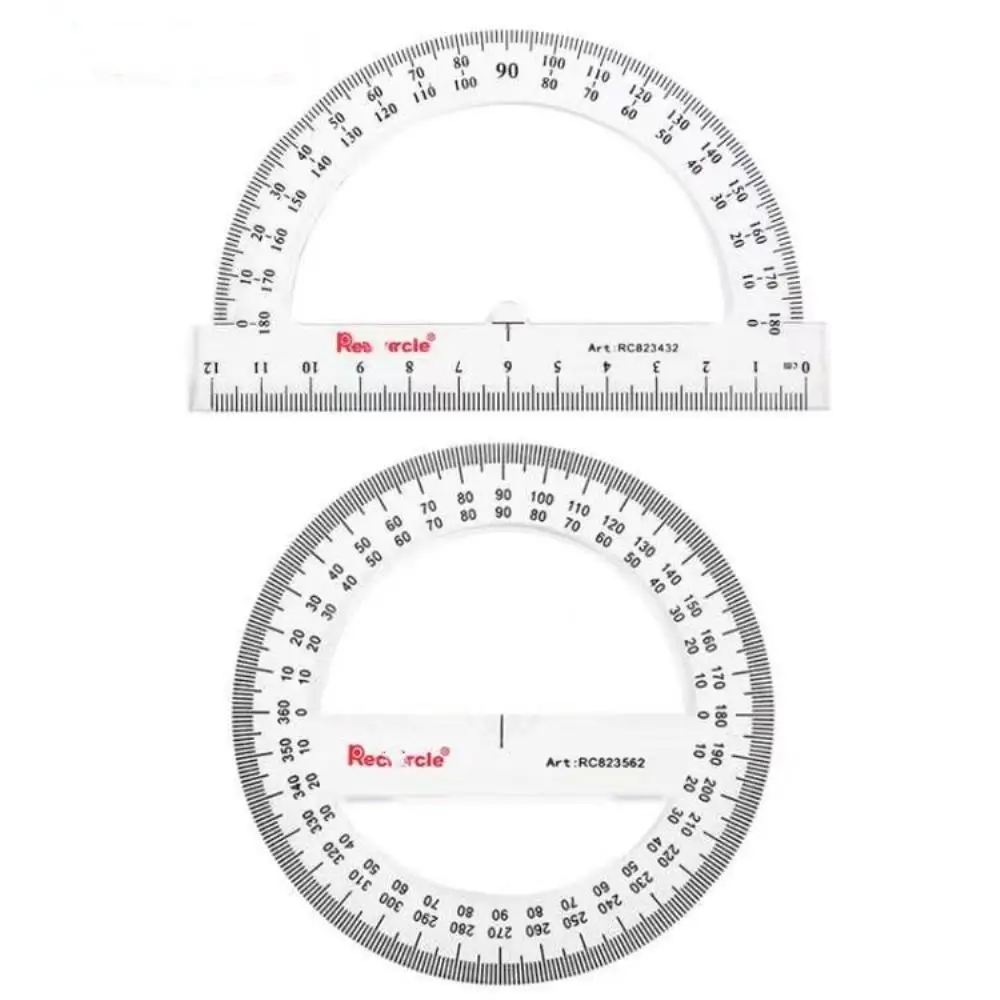 2PSC Plastic Protractor Math Protractors 180 Degrees/360 Degrees