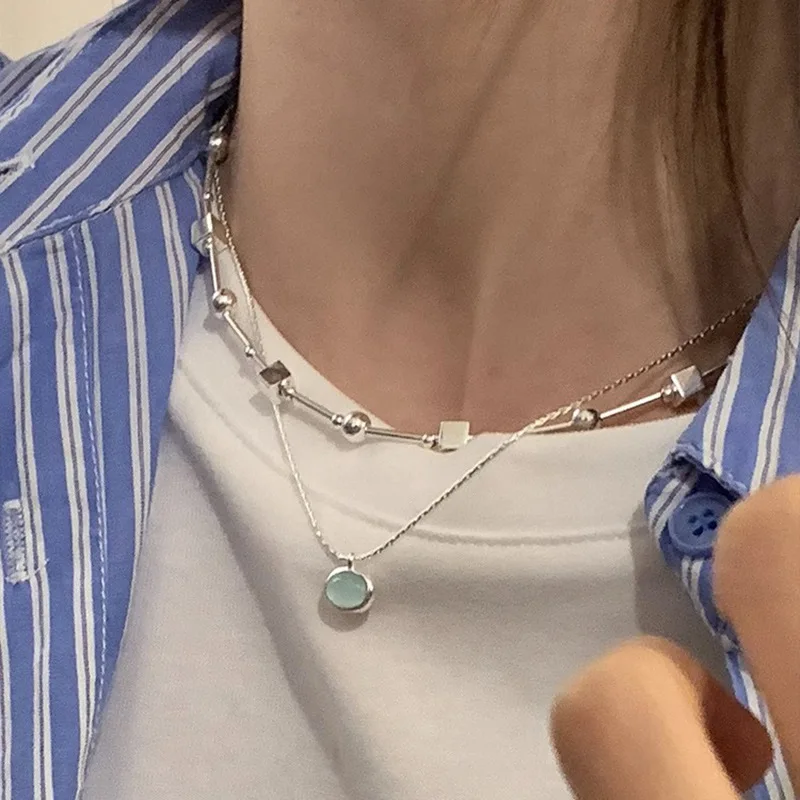 New Authentic 925 Sterling Silver Cz Bead Cute Women Choker 40+5cm