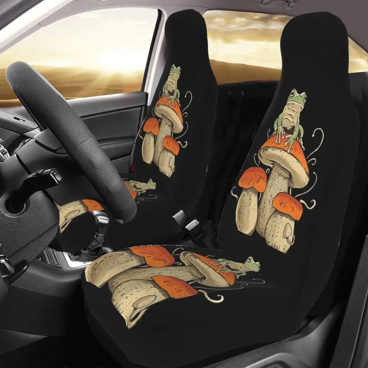 Boho Mushroom Frog 2 Front Car Seat Covers for Cars Auto SUV Universal Protector Accessories