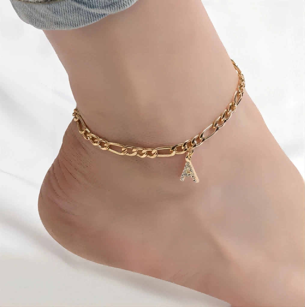 Sunibi-男性と女性のためのイニシャルanklet,ステンレス鋼,名前