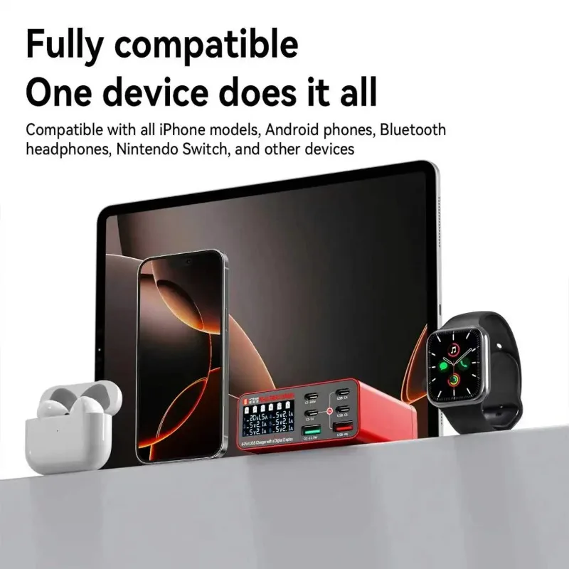 YCS 300 6-in-1 PD+QC 스마트 충전기 6포트 USB 충전 스테이션 (디지털 디스플레이 포함) 휴대폰/태블릿 수리 도구용