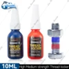 Strength Threadlocker 10ml Red / Blue Thread Locker Screw Glue Lock & Seal Metal Fasteners Resist High and Low temperature 1