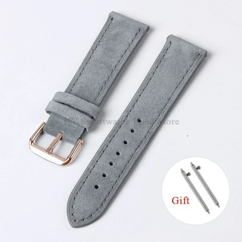 Artisanal Vintage Suede Leather Watch Strap with Handmade Stitching and Quick Release