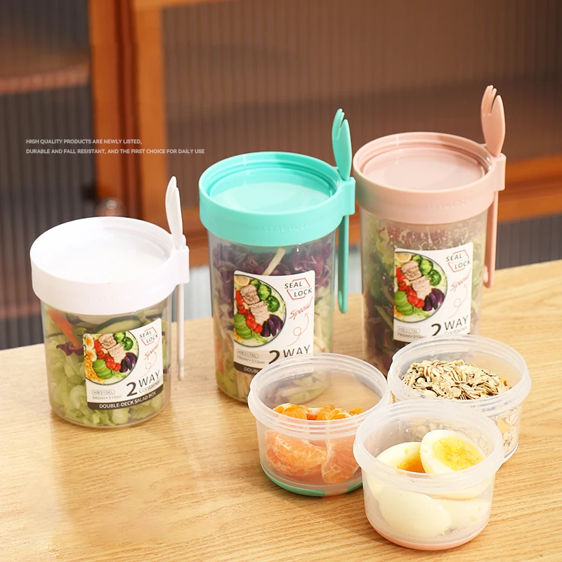 Breakfast On The Go Cups Cereal Milk Container Cup-type Airtight Food  Storage Box Double Sealed Compartment Transparent Crisper - Bottles,jars &  Boxes - AliExpress