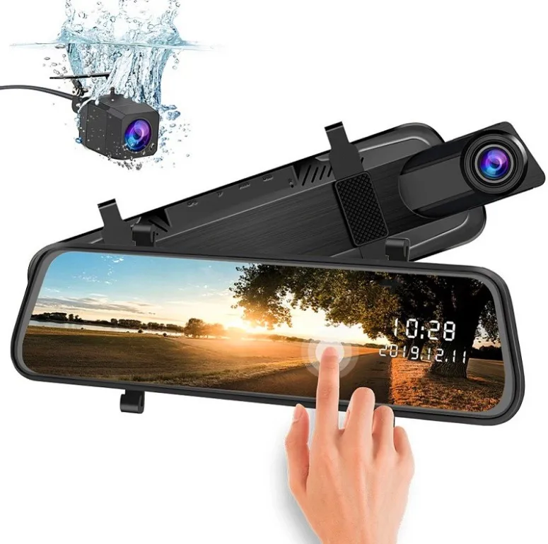 Dash Cam 10 Inches Car Dvr Dash Cam HD 1080P Dual Lens Touch Screen Auto Rearview Mirror Dash Stream Media 170&deg; Front And Rear
