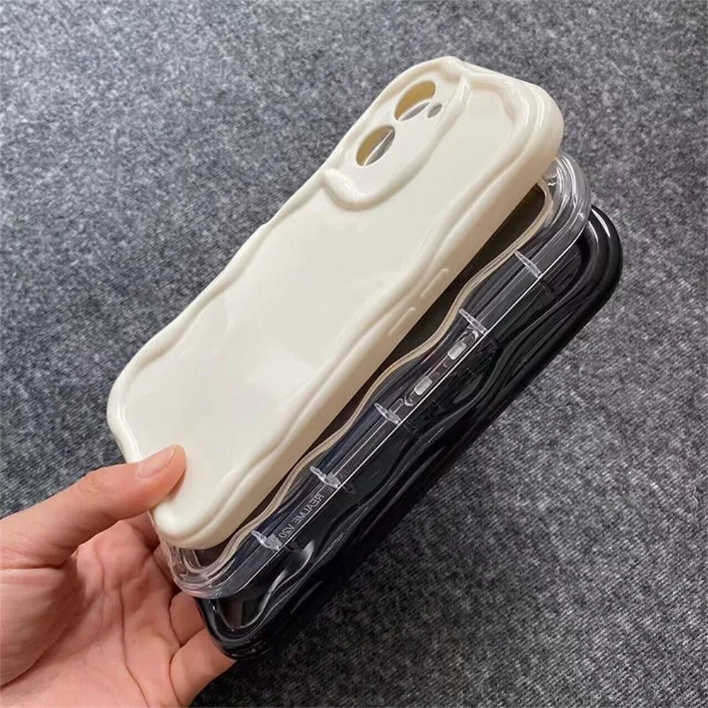 Clear Curly Frame Soft TPU Shockproof Phone Case with Wavy Bumper Design