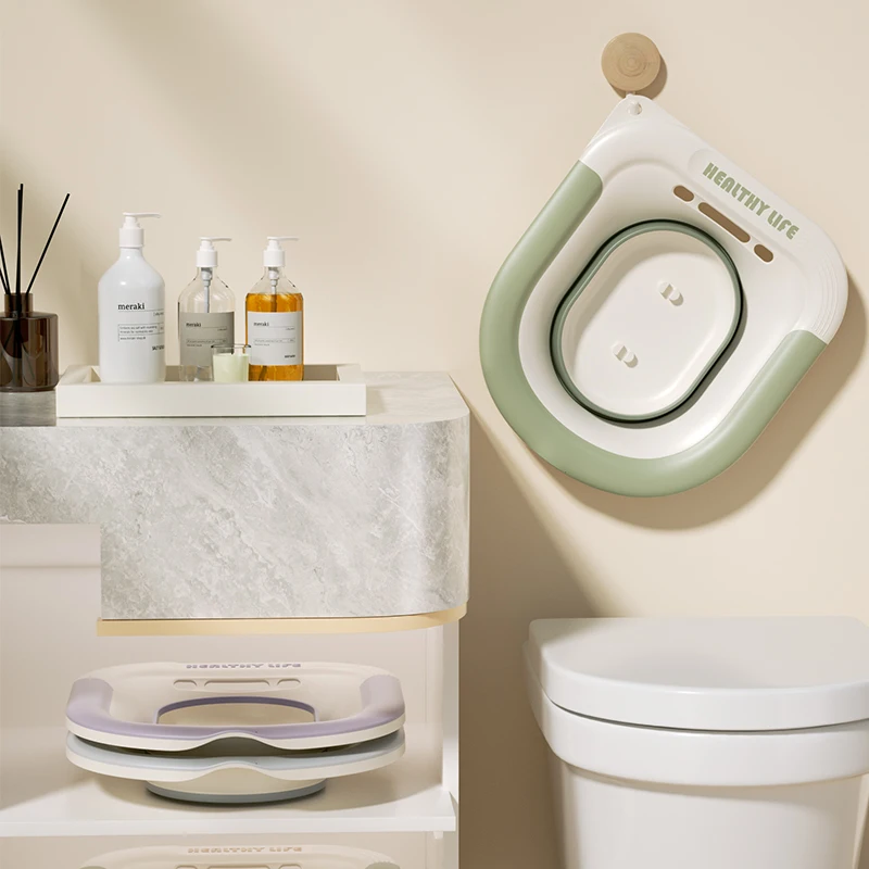 Folding Toilet Sitz Bath for Women Postpartum Perineal Care Soaking Basin Hemorrhoid Relief Wash Tub Portable Design