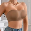 Soutien-gorge sans bretelles sans couture pour femmes, rembourré amovible, haut en soie glacée douce, sous-vêtements sans bretelles, sûr, antidérapant, Push Up, haut tubulaire Sexy