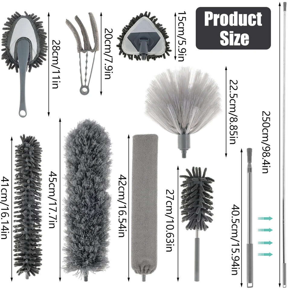 Microfiber Duster With Telescoping Pole - 10PCS Bendable Feather Dusters For Ceiling Fans & High Places 4 thumbnail image
